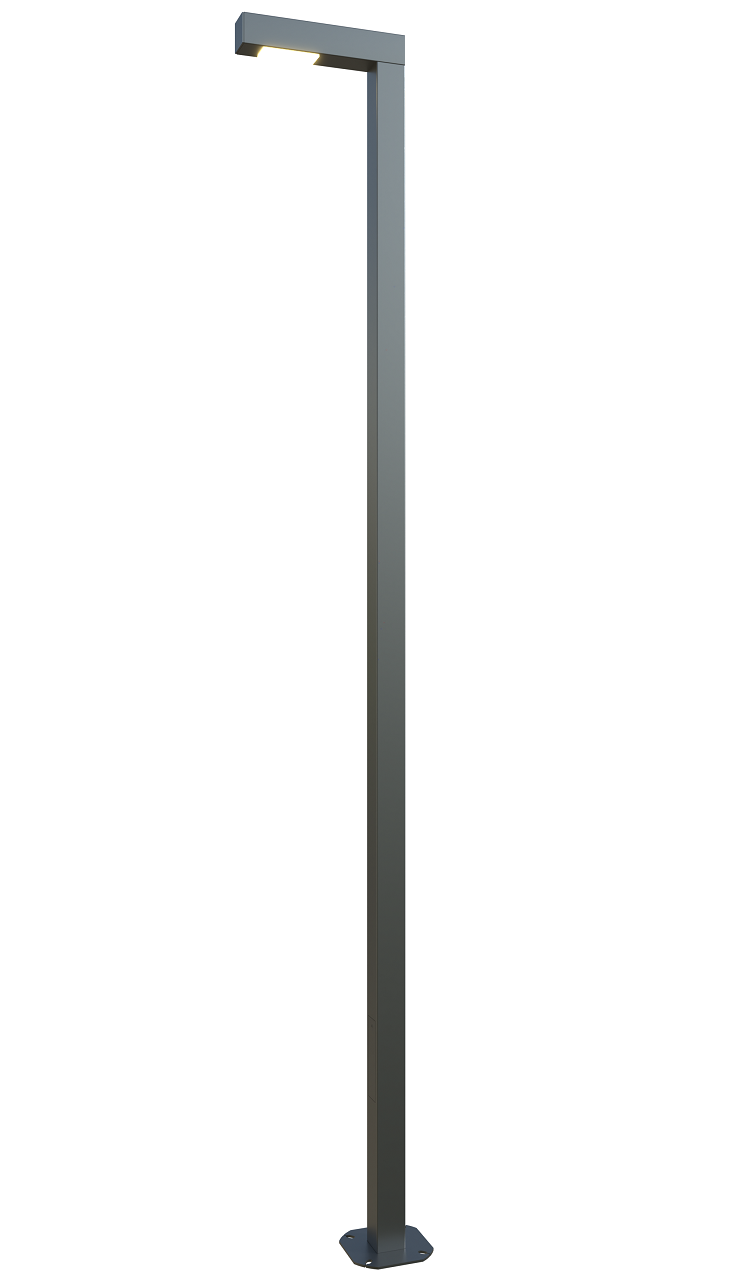 Square LED pole 16 ft. Berlin OD 4x4 (Aluminum+powder coating) One side 90W 12150Lm